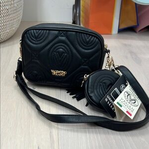 Valentino Orlandi Black Quilted Crossbody Bag